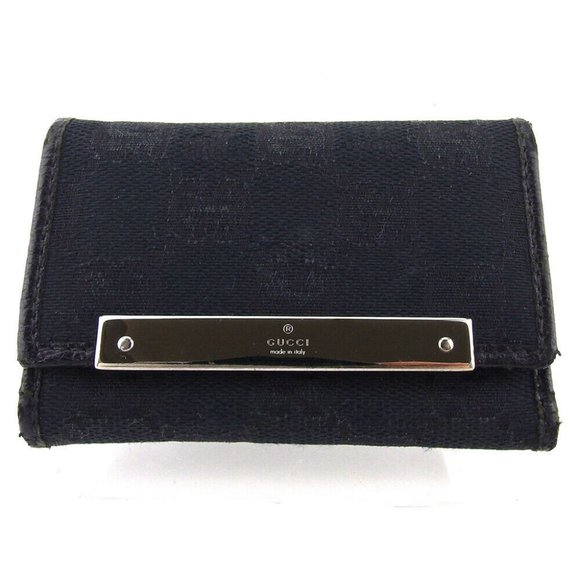 GUCCI key case GG canvas canvas �~ leather Auth USED T18270 - Picture 1 of 8